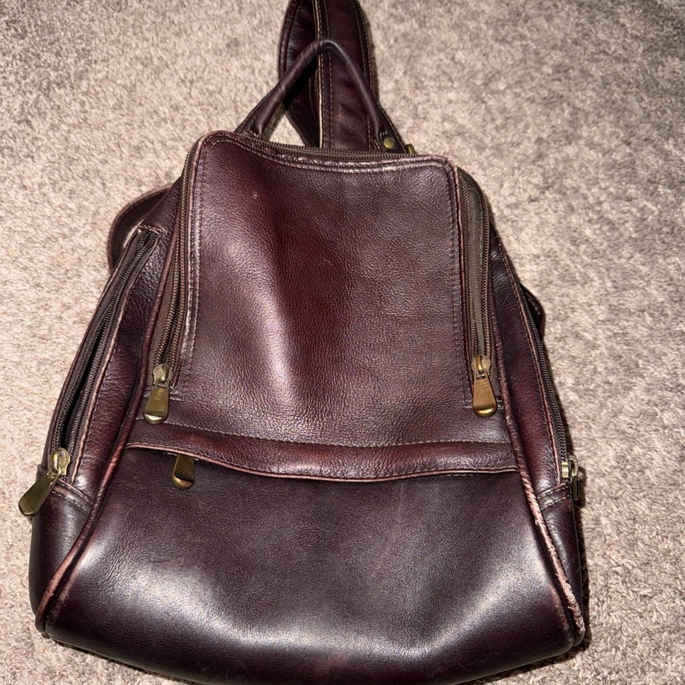 Elegant Brown Leather Women's Backpack